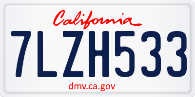 CA license plate 7LZH533