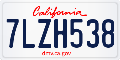 CA license plate 7LZH538