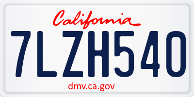 CA license plate 7LZH540