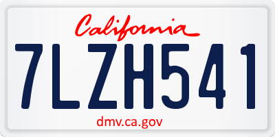 CA license plate 7LZH541