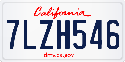 CA license plate 7LZH546