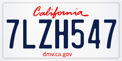 CA license plate 7LZH547