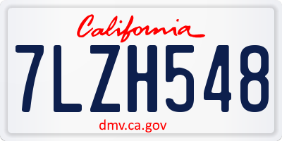 CA license plate 7LZH548