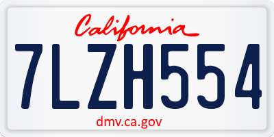 CA license plate 7LZH554