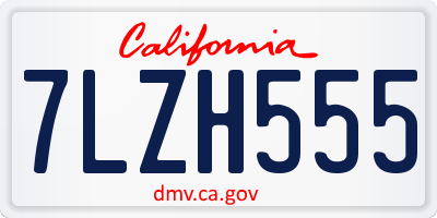 CA license plate 7LZH555