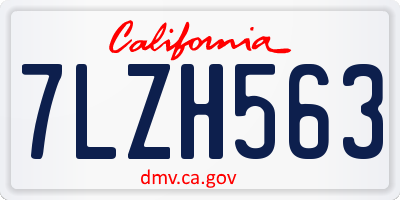 CA license plate 7LZH563