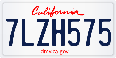 CA license plate 7LZH575