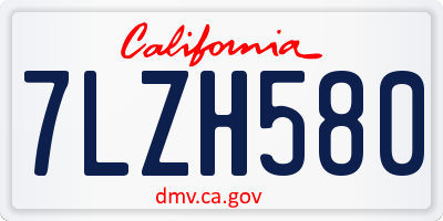 CA license plate 7LZH580