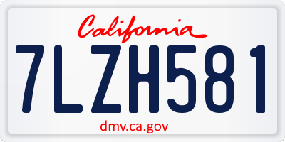 CA license plate 7LZH581