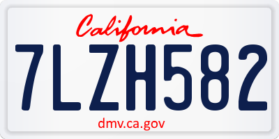 CA license plate 7LZH582