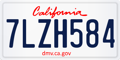 CA license plate 7LZH584