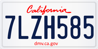 CA license plate 7LZH585
