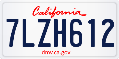 CA license plate 7LZH612
