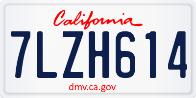 CA license plate 7LZH614