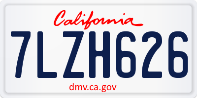 CA license plate 7LZH626