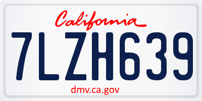 CA license plate 7LZH639