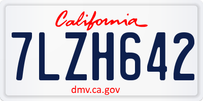 CA license plate 7LZH642