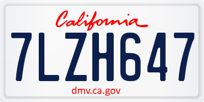 CA license plate 7LZH647