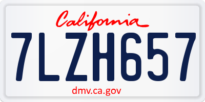 CA license plate 7LZH657