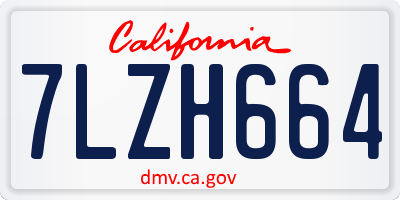 CA license plate 7LZH664