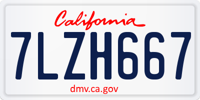 CA license plate 7LZH667