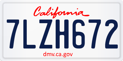 CA license plate 7LZH672