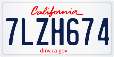CA license plate 7LZH674
