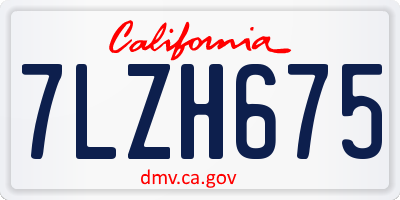 CA license plate 7LZH675