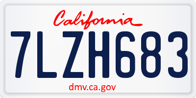 CA license plate 7LZH683