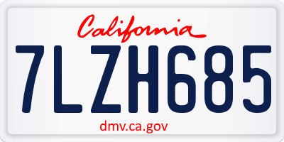 CA license plate 7LZH685