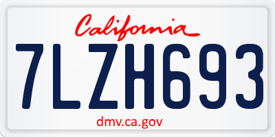 CA license plate 7LZH693