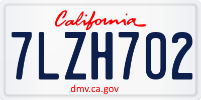 CA license plate 7LZH702
