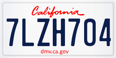 CA license plate 7LZH704