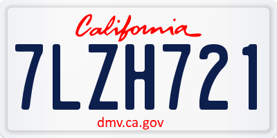CA license plate 7LZH721