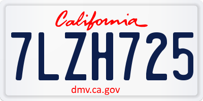 CA license plate 7LZH725