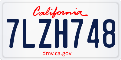 CA license plate 7LZH748