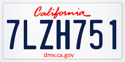 CA license plate 7LZH751