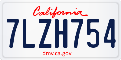 CA license plate 7LZH754