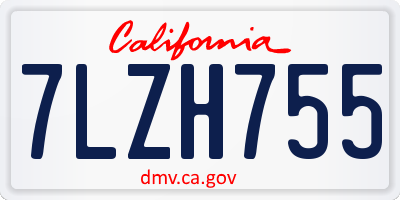 CA license plate 7LZH755