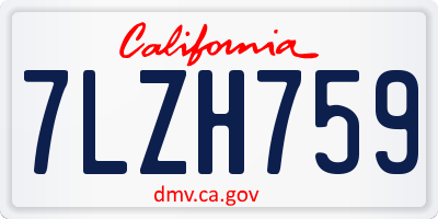 CA license plate 7LZH759