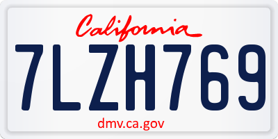 CA license plate 7LZH769