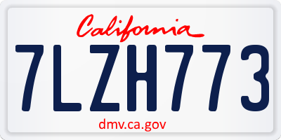 CA license plate 7LZH773