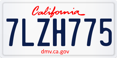 CA license plate 7LZH775