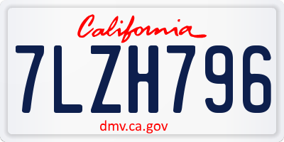 CA license plate 7LZH796