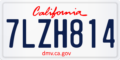 CA license plate 7LZH814
