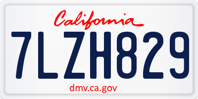 CA license plate 7LZH829