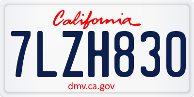 CA license plate 7LZH830