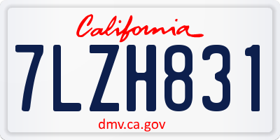 CA license plate 7LZH831