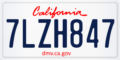 CA license plate 7LZH847