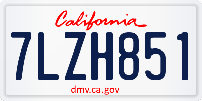 CA license plate 7LZH851
